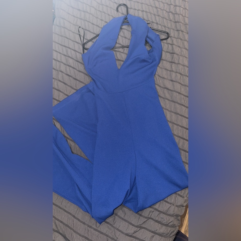 Lulu's Royal Blue Halter Jumpsuit